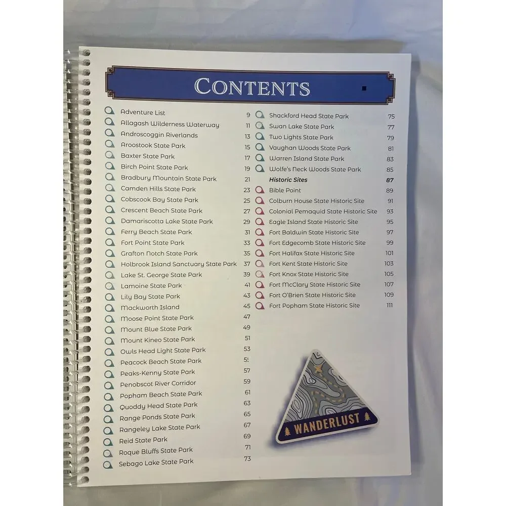Maine State Parks-Travel Adventure Challenge Bucket List Book
